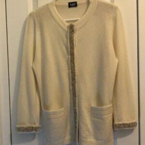 Tre Fathi Made in France 100% Cashmere Cardigan Cream Size M EUC